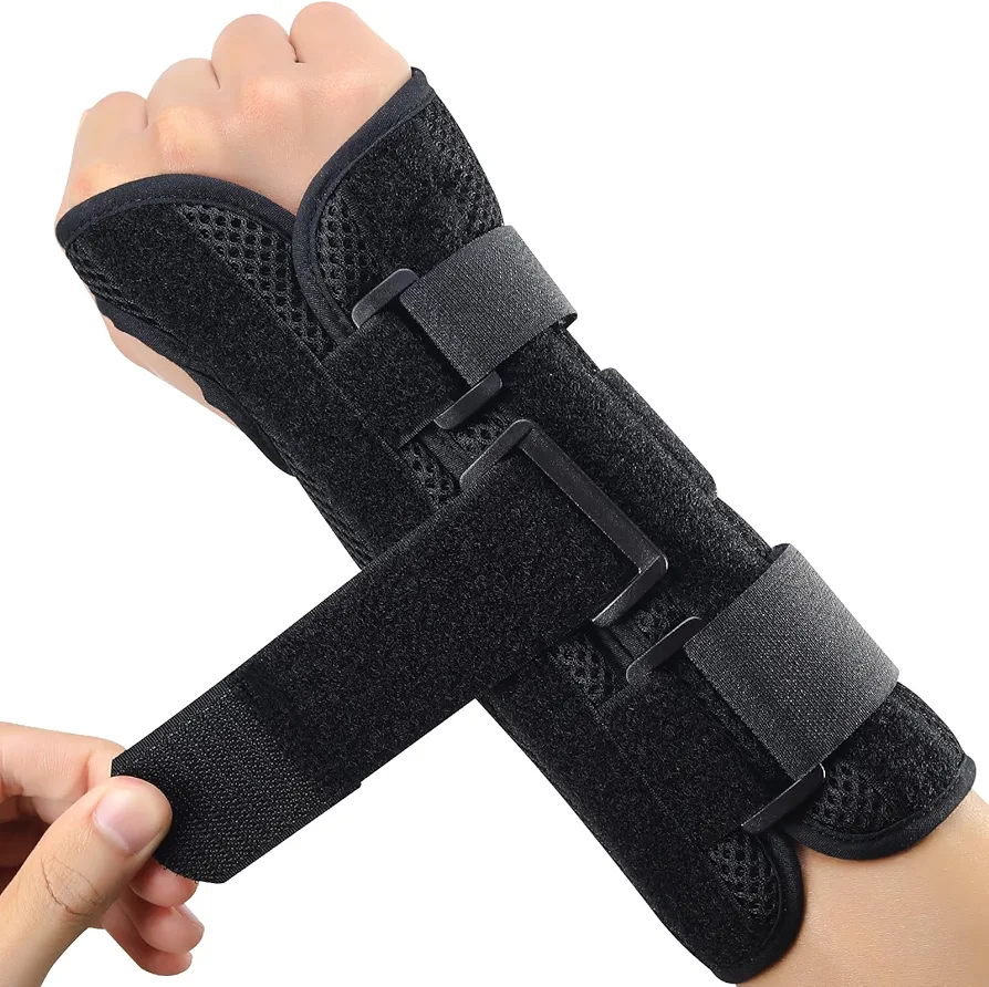 ABYON Wrist Support Carpal Tunnel with 3 Straps and Metal Splint Stabilizer, Wrist Support Brace for Men and Women Relieve Tendinitis, Arthritis, Pain Relief