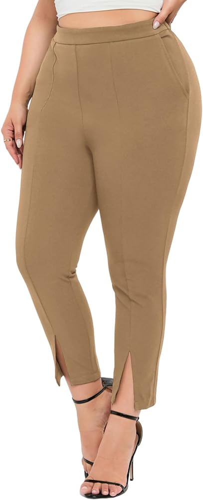 Eytino Womens Plus Size Leggings Stretchy High Waist Pull-on Workout Leggings with Pockets(1X-5X)