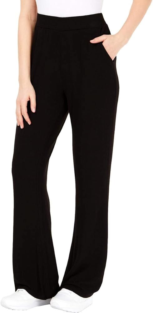 GUESS Womens Opal High-Waist Wide Calf Pants Black L