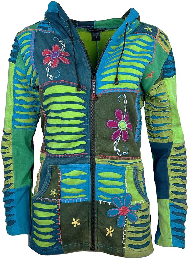 Agan Traders Women's Tie-Dye Patch Embroidered Women Hoodie Jacket, A Free-Spirited Fashion Women's Zip Up Hoodies