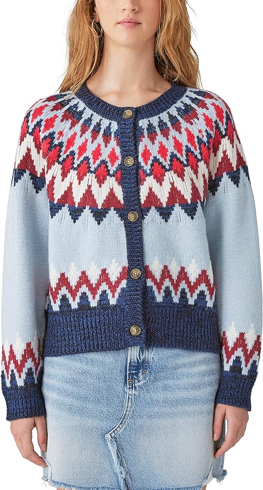 Lucky Brand Women's Fair Isle Print Cardigan