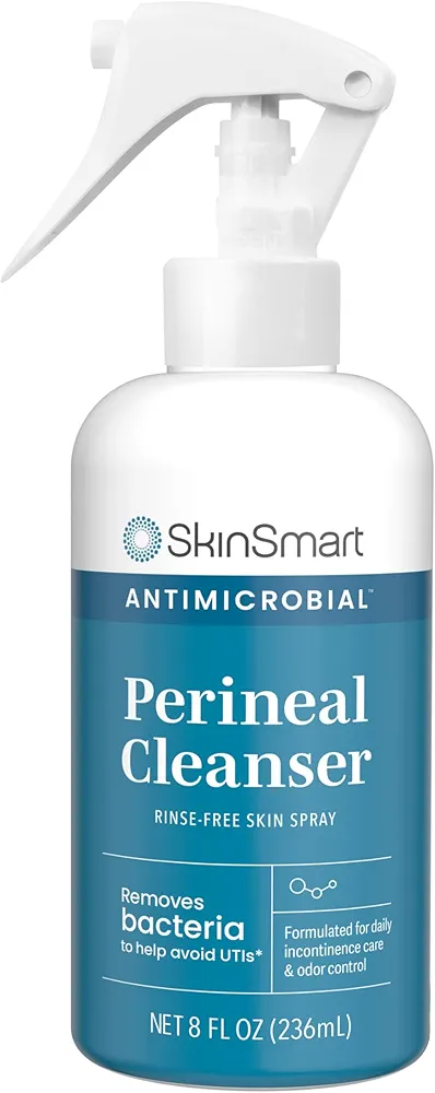 SkinSmart Antimicrobial Perineal Cleanser, Ideal for Incontinence Care and Postpartum, Removes Bacteria, 8 oz Spray