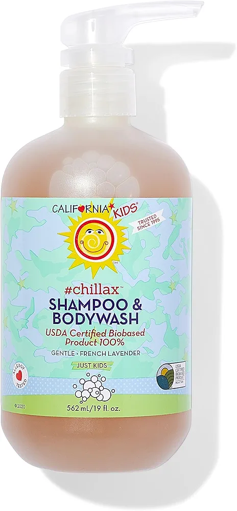 California Kids Chillax Shampoo and Bodywash | 100% Plant-Based | Gentle Skincare for Kids | Lavender Shampoo for Kids + Teens | Hypoallergenic Bodywash | 562 mL / 19 oz.