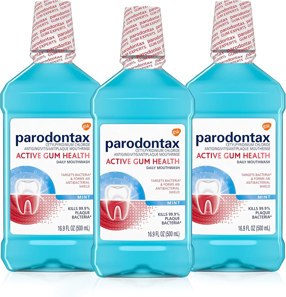 Parodontax Active Gum Health Mouthwash, Antiplaque and Antigingivitis Mouthwash, Mint, 3x16.9 Fl Oz