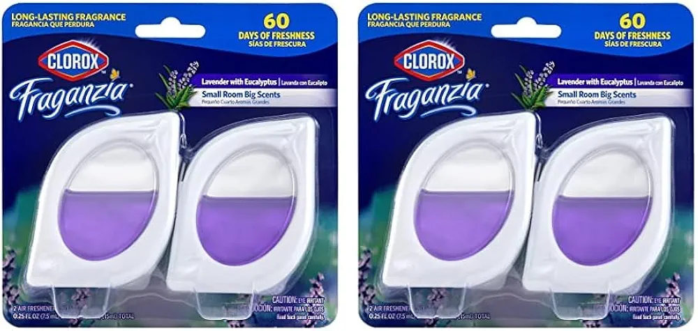 Clorox Fraganzia Small Room Air Freshener in Lavender with Eucalyptus |Peel & Place Air Freshener, No-Plug, Battery-Free for Closets, Laundry Room, Entry Way, Bathroom, Locker, 2 Air Freshener Units