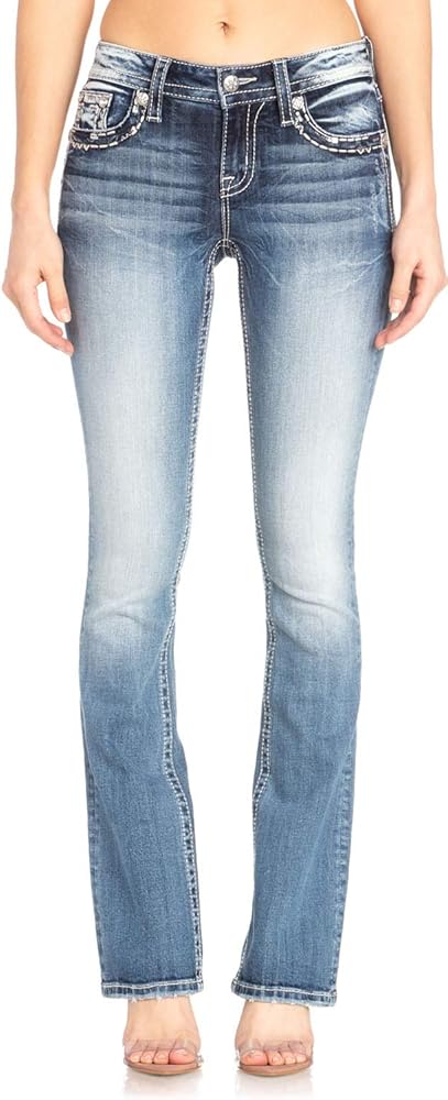 Miss Me Women's Tombstone Embroidered Pocket Bootcut Jeans