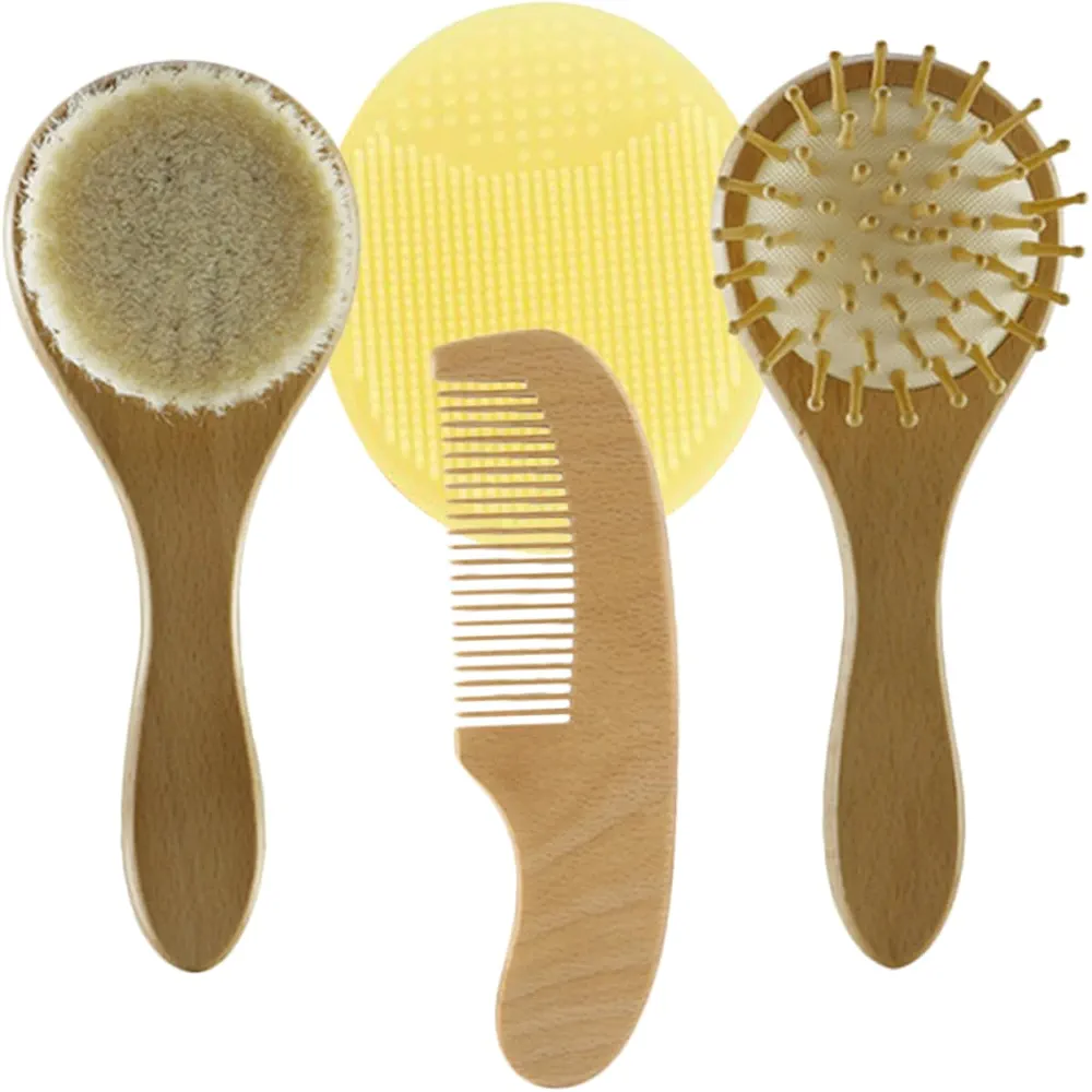 Vaguelly 1 Set Wool Brush Set Bassinettes for Babies Infant Suit Baby Bassinets Baby Scalp Brush Kids Hair Massage Scalp Brush Kids Suit for Kids Newborn Toddler Bath Brush Beech Care