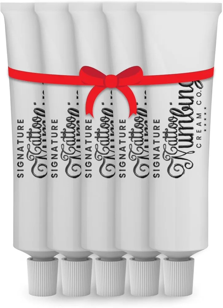 Tattoo Numbing Cream by Signature with 20X More Lidocaine Strength - Best Numbing Cream for Tattoo Before & Aftercare - Painless Tattoo with More Numbing Power (10 Grams, 0.35 Ounce (Pack of 5)