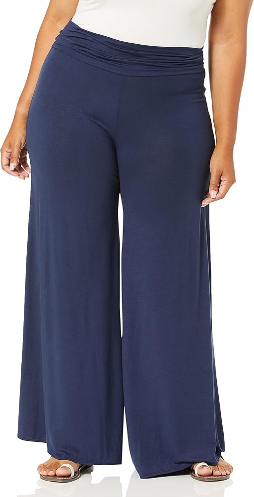 Star Vixen Women's Plus-Size Stretch Rayon Jersey Wide-Leg Palazzo Pant