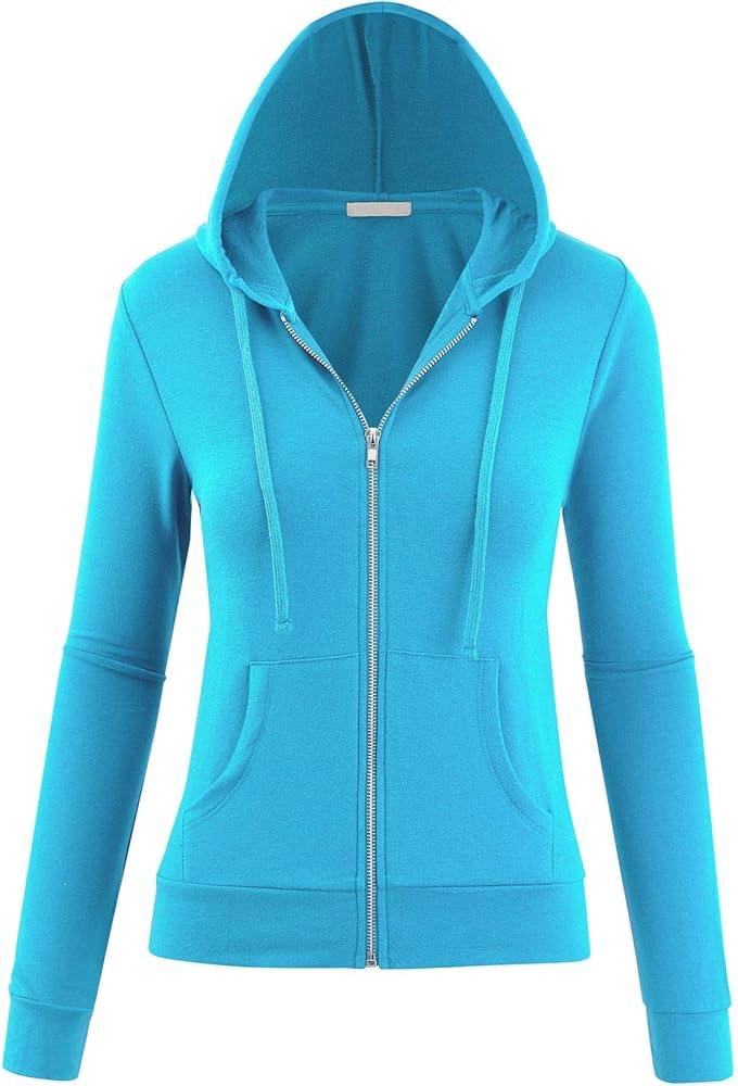 FashionMille Women Active Lightweight Thin Zip-Up Hoodie Jacket