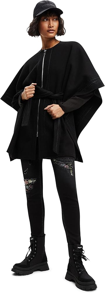 Desigual Women's Poncho Coat, Black, U