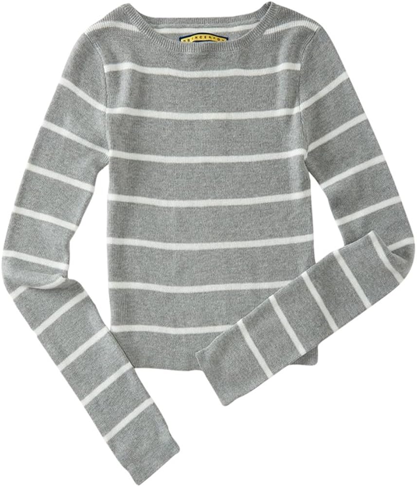 AEROPOSTALE Womens Striped Pullover Sweater, Grey, X-Small