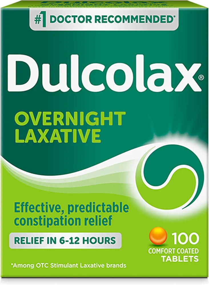 Dulcolax Stimulant Laxative Tablets, Predictable & Effective Constipation Relief, Relieves Straining & Bloating, Bisacodyl 5 mg, 100 Count