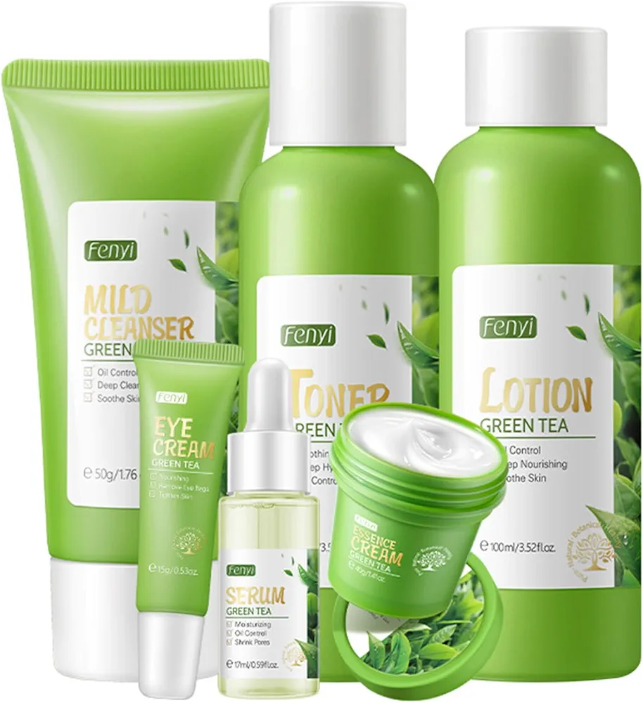 Green Tea skincare set for women - plant skin care routine - skin care routine kit for women - skin care kit for women - facial skin care sets & kits - skin care routine kit for women