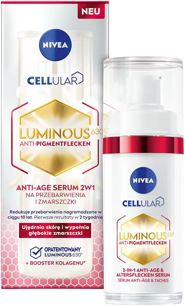 NIVEA Luminous630 2-in-1 Anti-Age & Dark-Spot Serum (30ml), Facial Serum Reduces 10 Years of Accumulated Age Spots