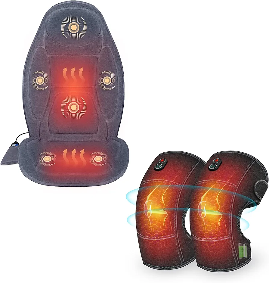 Snailax Vibration Massage Chair Pad and Knee Massger with Heat