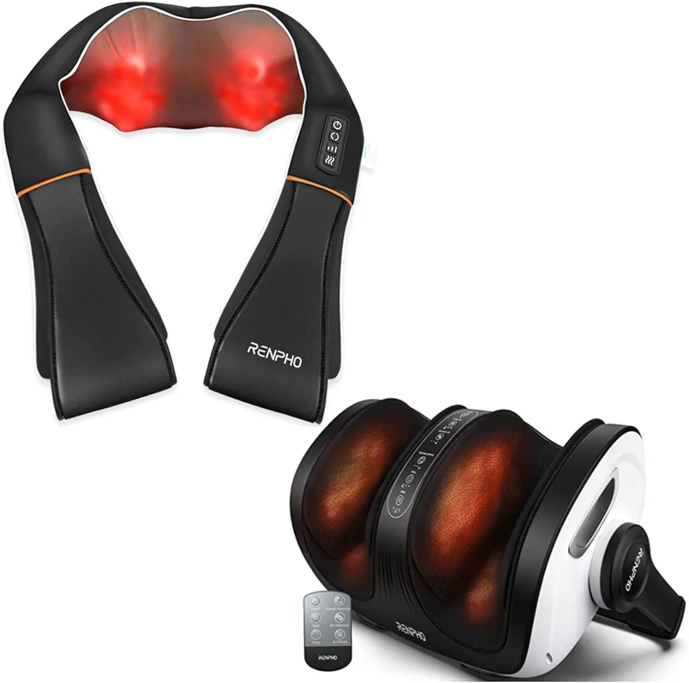 RENPHO Shiatsu Neck and Shoulder Back Massager with Heat & Foot Massager Machine