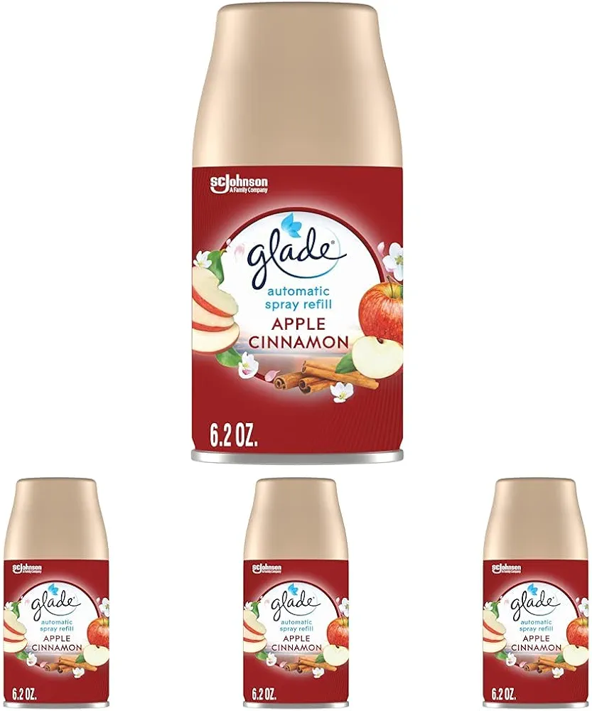 Glade Automatic Spray Refill, Air Freshener for Home and Bathroom, Apple Cinnamon, 6.2 Oz (Pack of 4)