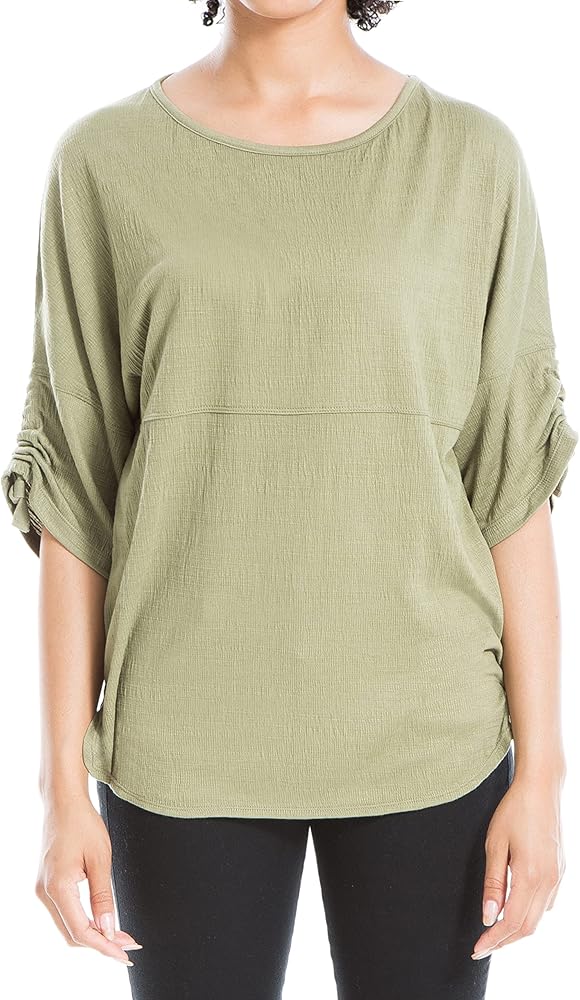 Max Studio Women's Ruched Sleeve Knit Top