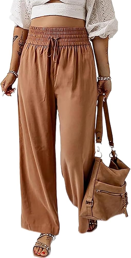 SCORP Women's Loose Elastic Waist Pants Casual High Waist Drawstring with Pockets