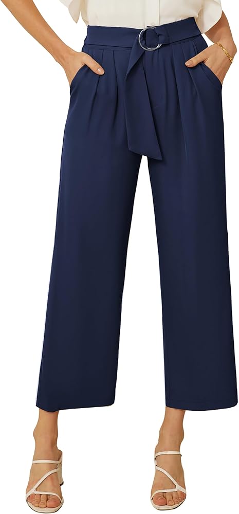 GRACE KARIN 2024 Women's Wide Leg Pants Business Casual Palazzo Pants High Waisted Flowy Dressy Trousers with Pockets