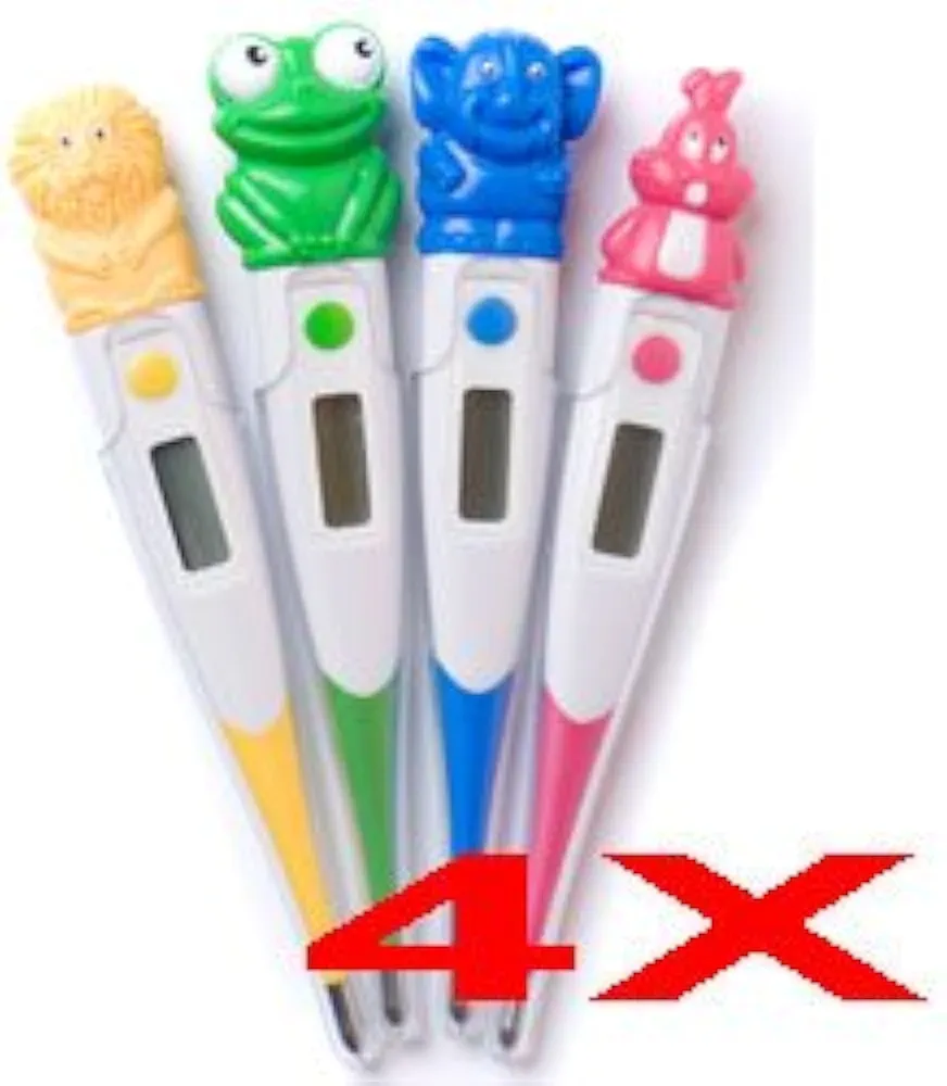 4 Pc Digital Oral Thermometer for Adults and Kids, Pediatric Fever Rectal Thermometer for Children