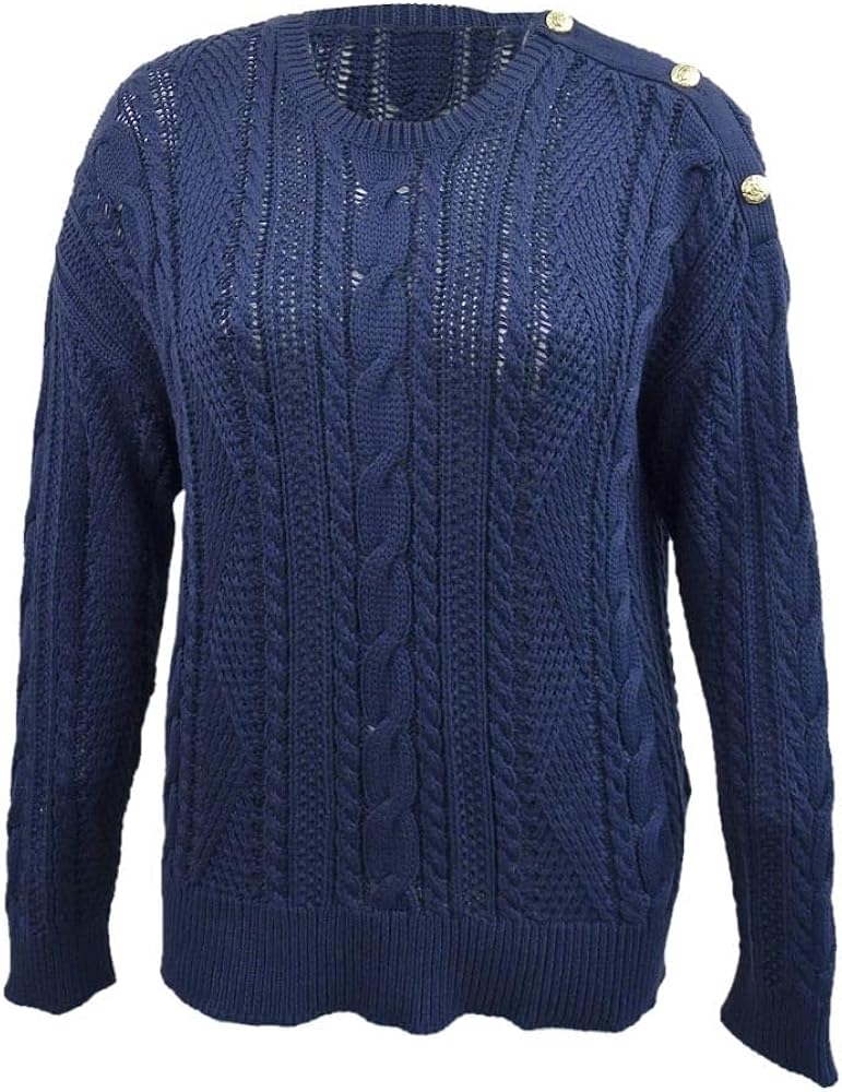 Lauren Ralph Lauren Women's Plus Size Combed Cotton Sweater in French Navy (US, Alpha, 3X, Plus, Regular)