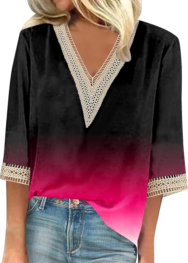 Tops for Women Trendy, Womens Summer Tops Lace Shirts Graphic Tees for Women Summer Outfits Blouses Dressy Casual