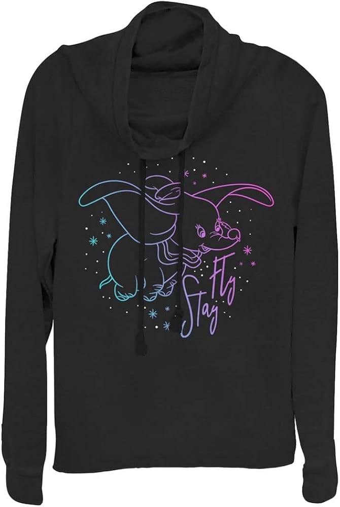 Disney Stay Fly Dumbo Women's Cowl Neck Long Sleeve Knit Top