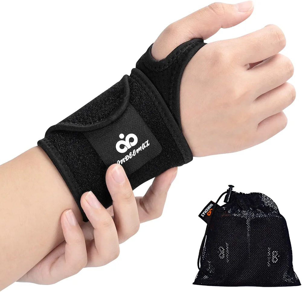 INDEEMAX 2 Pack Copper Carpal Tunnel Wrist brace, Compression Wrist Band Wraps for Sprained Wrist, Arthritis, Tendonitis, Adjustable Wrist Support for Men and Women Both Hands