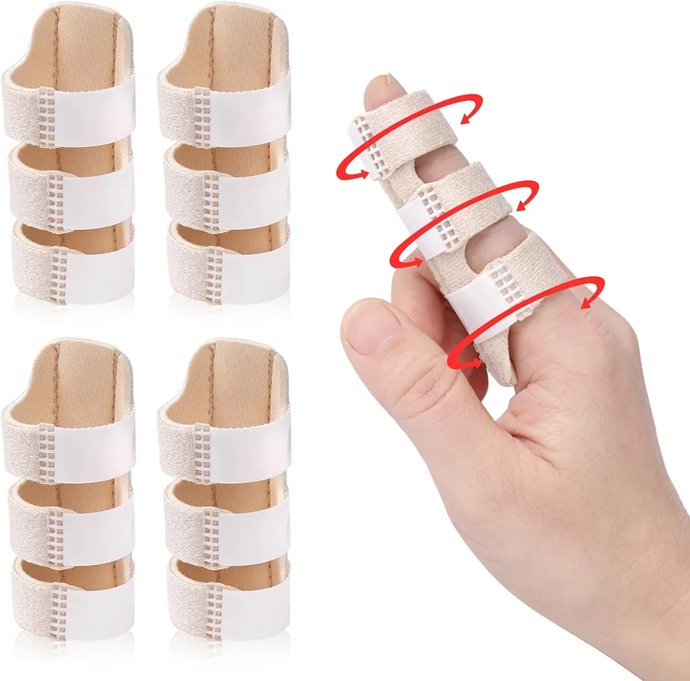 Trigger Finger Splint, Finger Splints for Straightening & Trigger Finger & Broken Finger,Finger Brace Fits Index Finger - Middle Finger - Ring Finger,Beige, 4 pcs