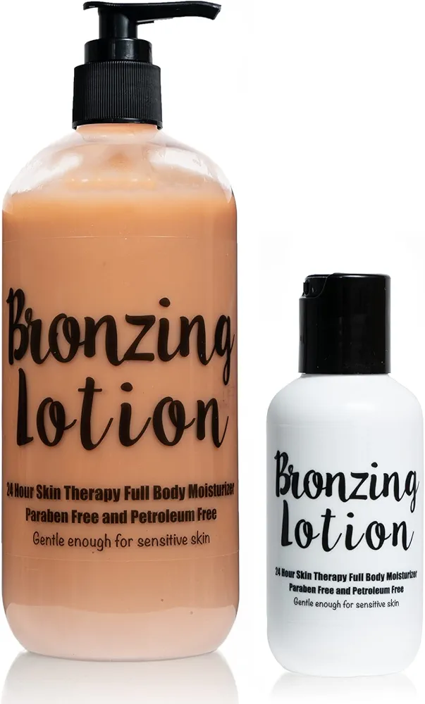 The Lotion Company 24 Hour Skin Therapy Lotion, Indoor/Outdoor Tanning Lotion, Tanning Accelerator/Enhancer, Full Body Moisturizer, w/ Aloe Vera, 16 oz bottle +2 oz travel size