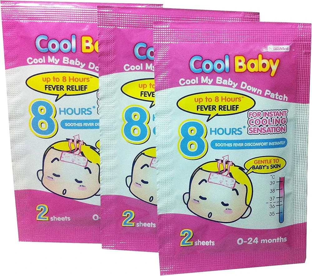 2 Packs of Cool Baby Fever, Reduce Fever for Kids (0-24 Months) 6 Sheets/Pack.