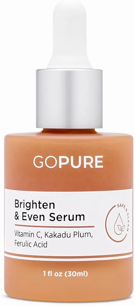 goPure Actives Vitamin C Serum - Brightening Serum with Vitamin C and Ferulic Acid, Face Moisturizing and Anti-Aging Benefits, Improves Skin Discoloration and Visibly Reduces Dark Spots - 1 fl oz