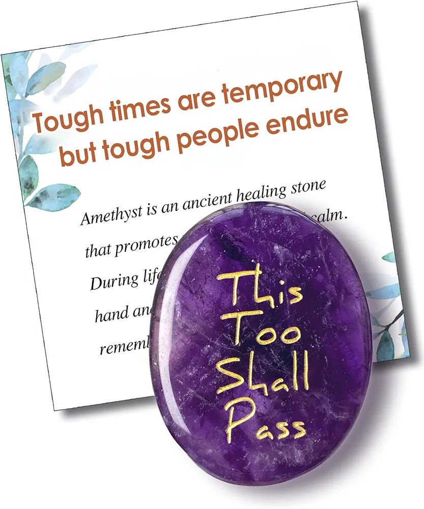 This Too Shall Pass Amethyst Anxiety Relief Crystal, You Got This Mental Health Inspirational Gifts Thinking of You Get Well Soon Gifts for Women Men