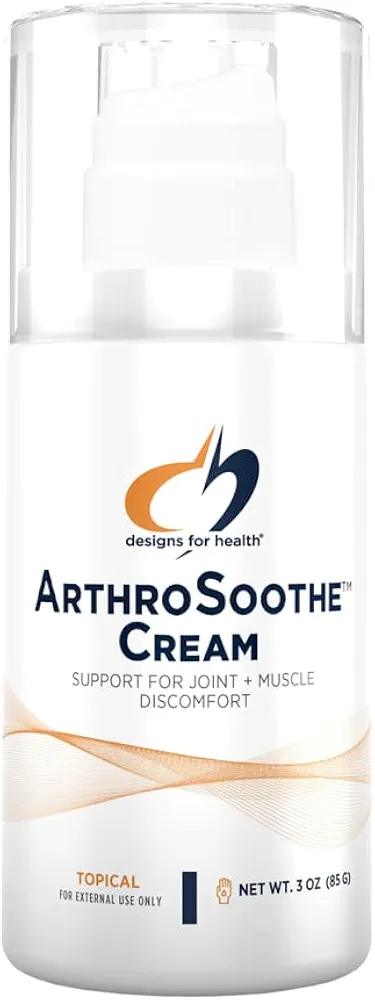 Designs for Health ArthroSoothe Cream - Support for Joint + Muscle Discomfort - Topical Cream with MSM, Glucosamine, Arnica - Menthol, Eucalyptus Oils for Warming + Cooling Effects (3oz)