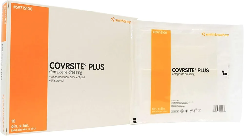 Smith and Nephew Inc Covrsite Plus Waterproof Composite Dressing 6" x 6", Adhesive, Extensible, Conformable (Box of 10 Each)