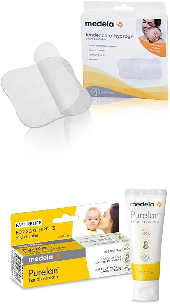 Medela Nipple Rescue Kit | Soothing Hydrogel Pads & Nipple Cream for Breastfeeding, includes 4 Ct Reusable Gel Pads & Purelan Lanolin, Relief for Sore Nipples from Pumping/Nursing