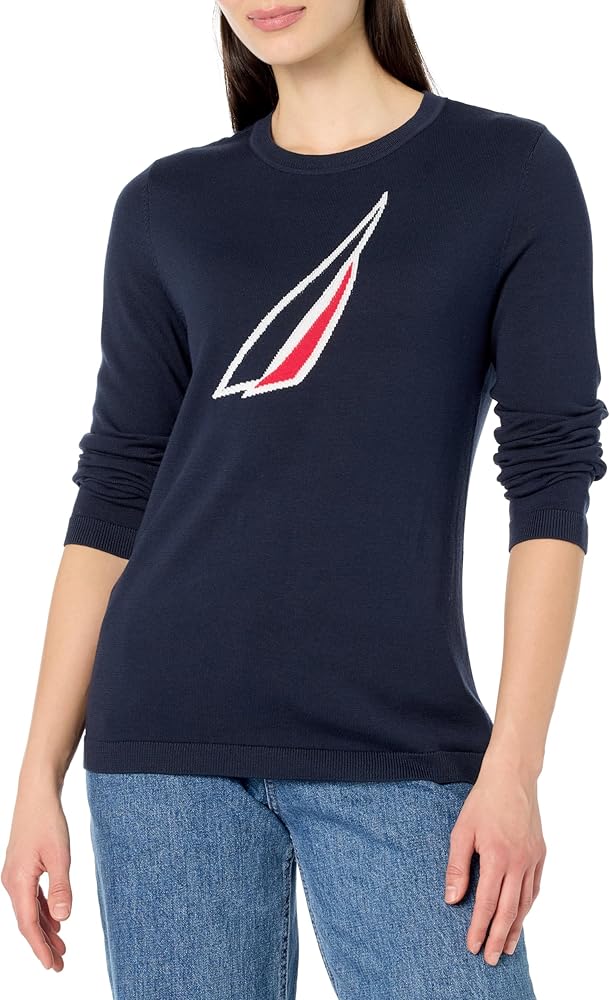 Nautica Women's Pullover Long Sleeve Crewneck Sweater