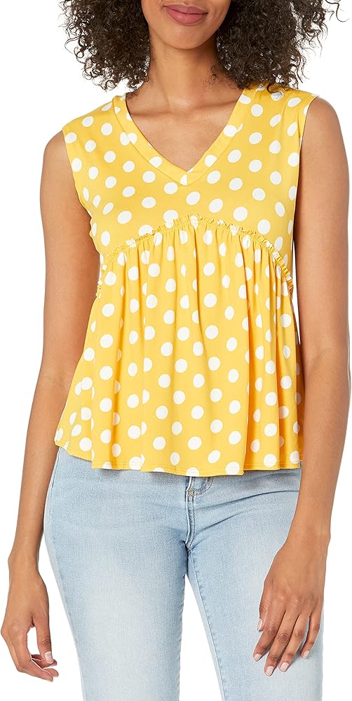 Star Vixen Women's Sleeveless Babydoll Top with V Neck