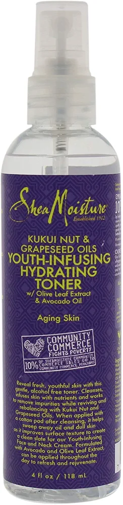 Shea Moisture Kukui Nut & Grapeseed Oils Youth-infusing Hydrating Toner for Unisex, 4 Ounce