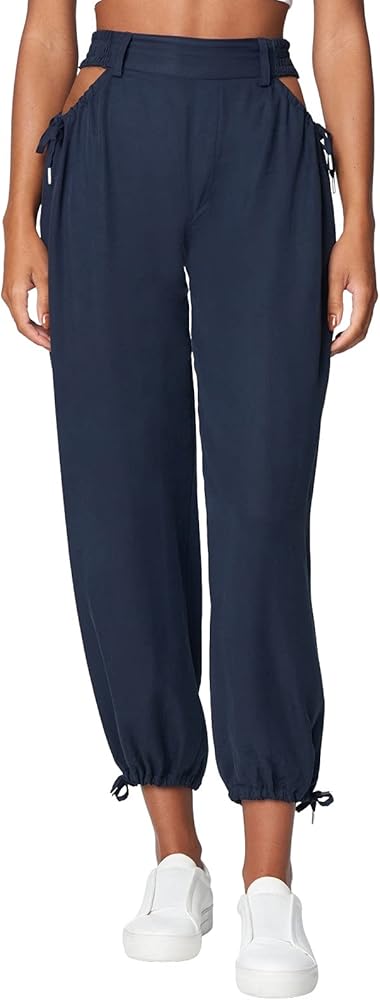 [BLANKNYC] Womens Womens Tencel Gathered Hip & Hem Detailed Trouser, Comfortable & Casual Pants