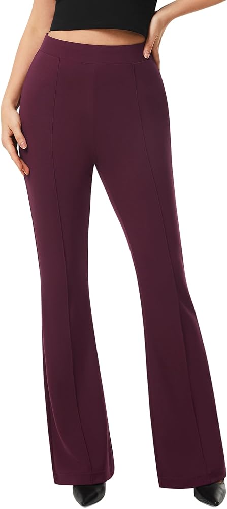 AFITNE Women's Dress Pants High Rise Flare Pants Pull On Stretchy Work Pants Business Office Casual Slacks with Pockets