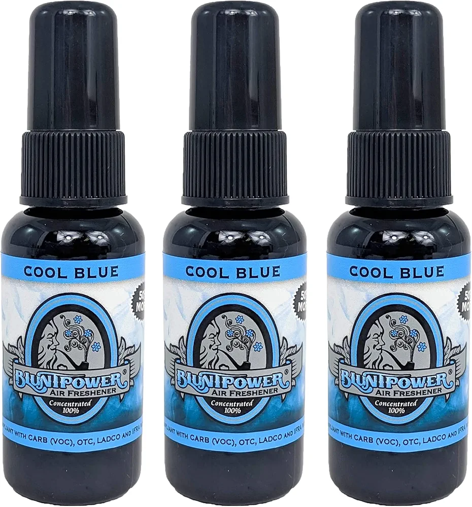 BluntPower 1.5oz High Concentrated Air Freshener, 3 Packs (Cool Blue)