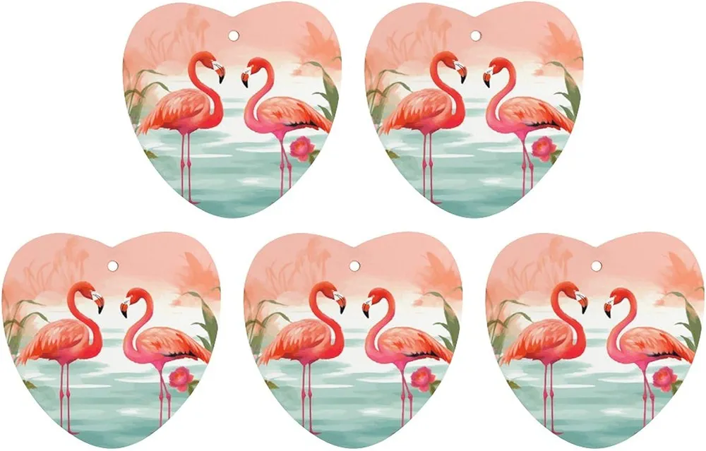 5 Pcs Car Air Fresheners Hanging Air Freshener Two Red Flamingos Hanging Scented Cards Fragrance Scented Cards for Car Car Aromatherapy Tablets for Car