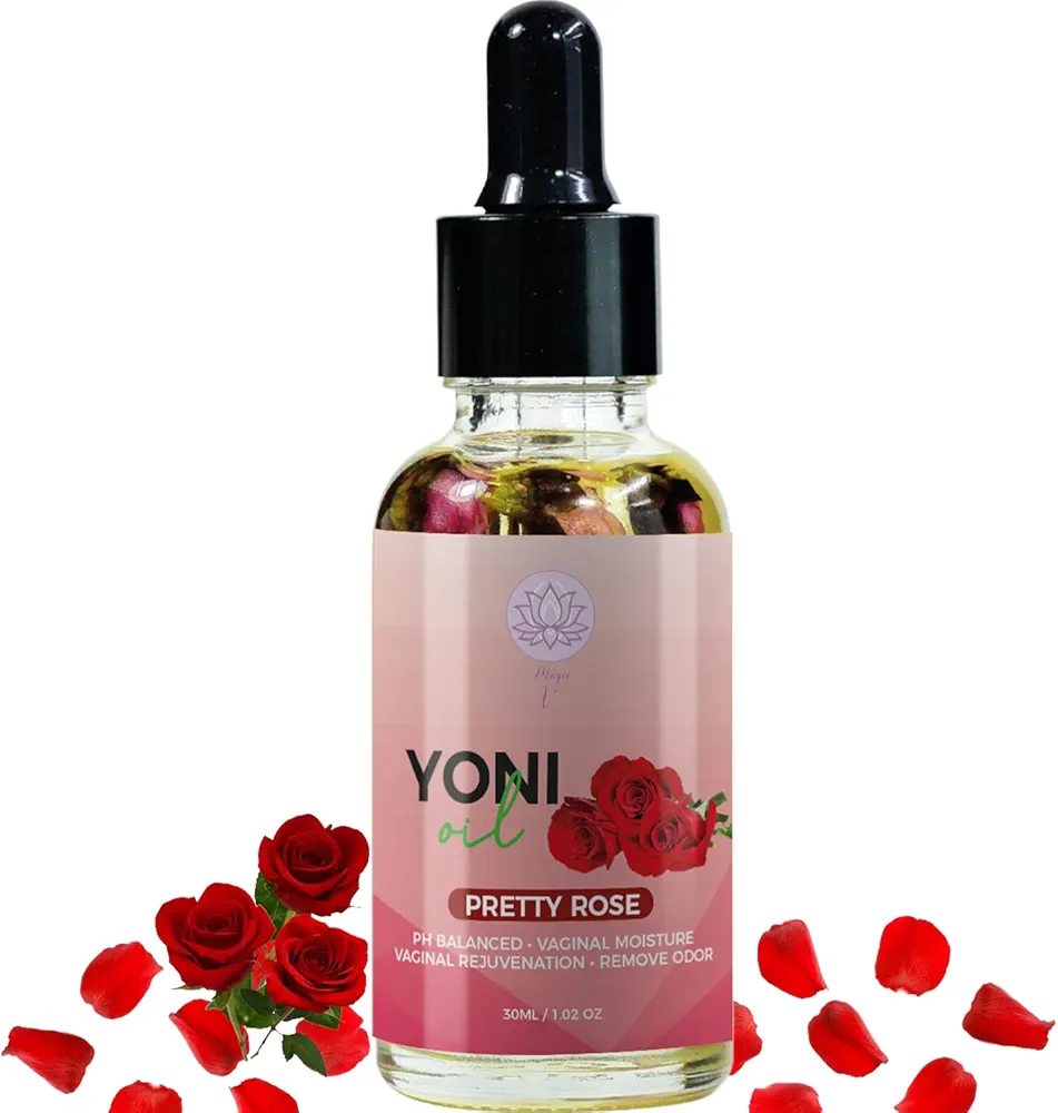 Magic V Yoni Oil for Women Organic Feminine Oil Vaginal Moisturizer for Wetness (Rose) Ph Balance Feminine Body Oil Deodorant Eliminates Odor with Essential Oils