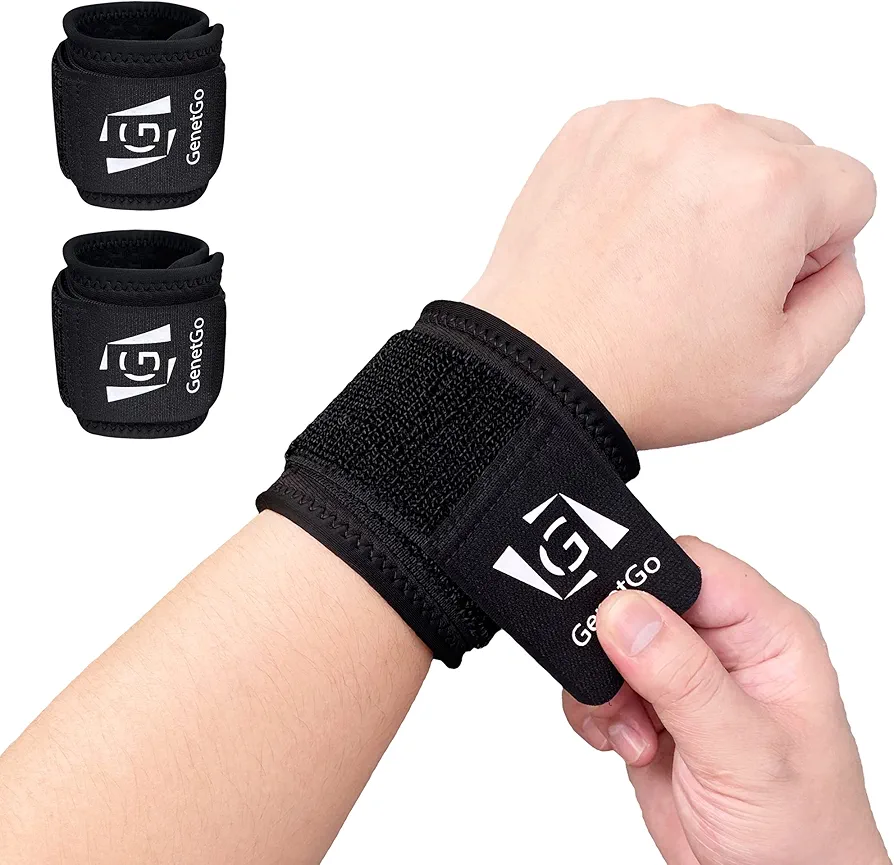 Wrist Brace 2 Pack Wrist Compression Strap Support for Fitness Weightlifting, Tendonitis, Carpal Tunnel Arthritis, Wrist Wraps Wrist Working Out and Pain Relief,Adjustable and Comfortable (Black)