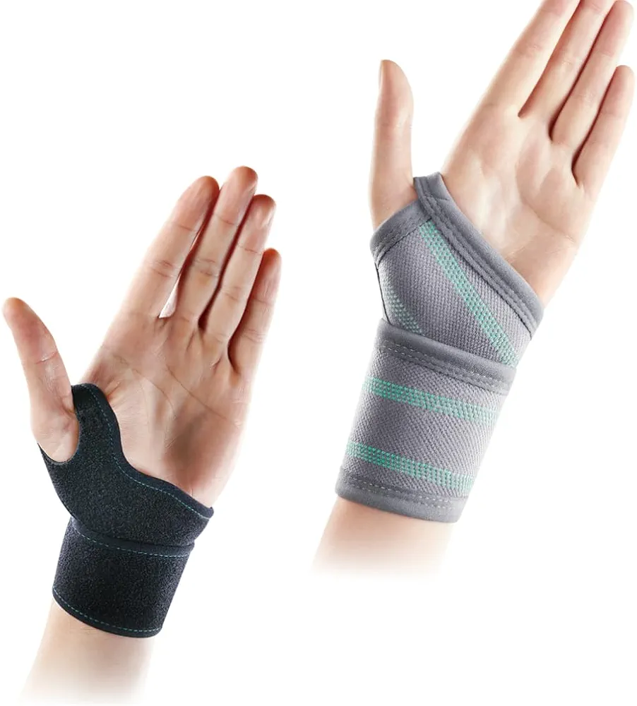 OPPO Ultimate Wrist Support Bundle: RH100 Brace & 2383 Compression Wrap, Universal Fit for Carpal Tunnel - Wrist Strain, Wrist Sprain