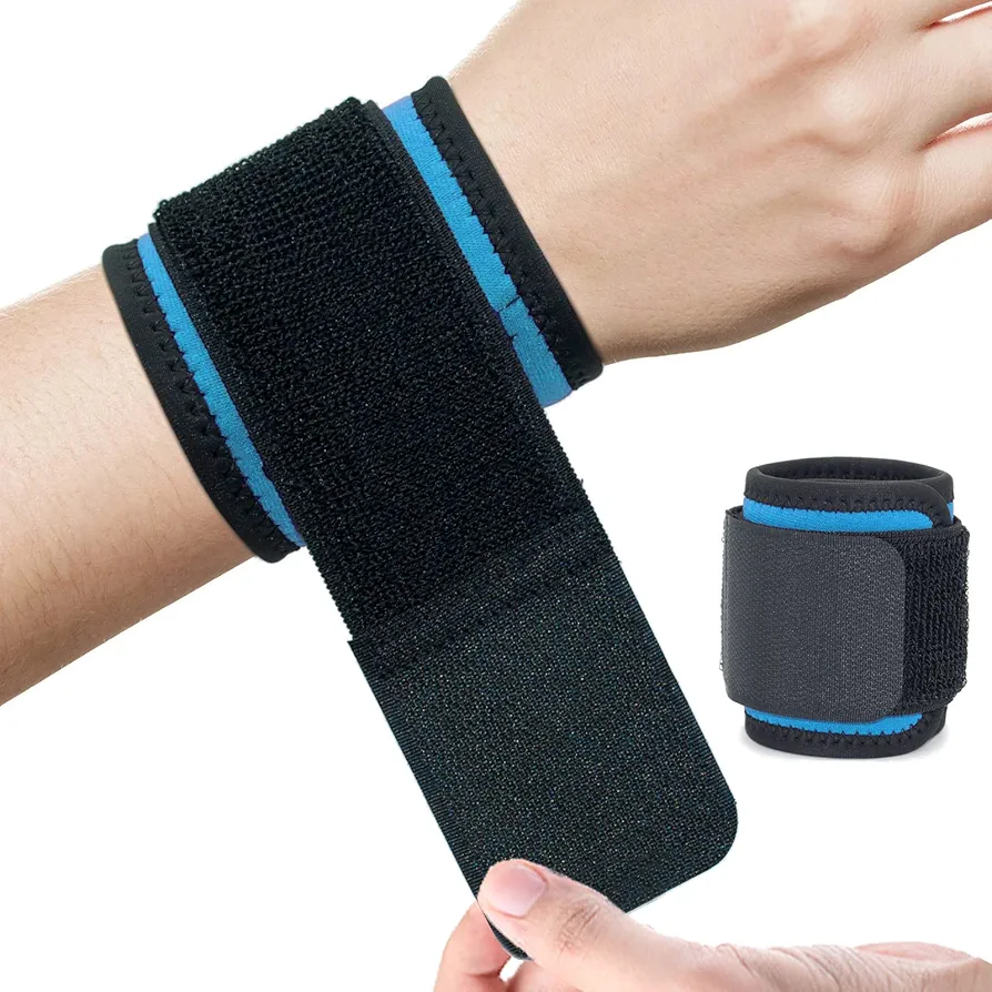 Wrist Brace, 2 PACK Wrist Wraps for Carpal Tunnel for Women/Men, Highly Elastic Wrist Compression Support for Yoga/Gym/Fitness/Sports/Pain Relief/Weightlifting, Adjustable Wrist Sweat Bands-Azure Blue