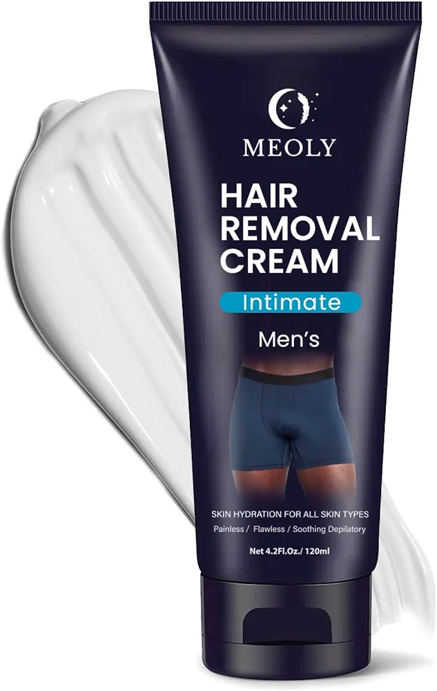 Intimate Hair Removal Cream For Men: Depilatory Cream for Unwanted Male Hair in Private Area - Effective & Painless Formula - Suitable For All Skin Types